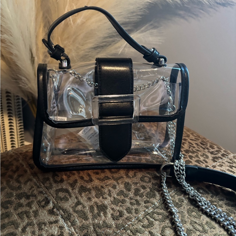 Transparent Black Chain Strap Women Bag